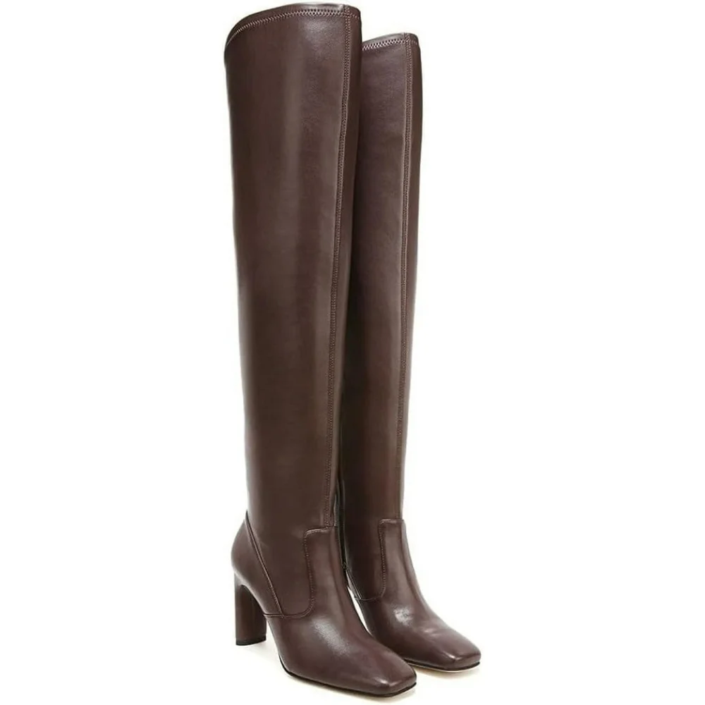Sarto By Franco Sarto Over the Knee Block Boots 7.5 M WIDE Calf Chocolate Brown